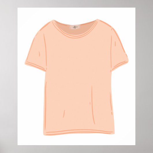 Illustration des Minimalistischen Peach-T-Shirts Poster (Vorne)