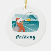 Illustration des modernen Fischfangs Keramik Ornament (Vorne)