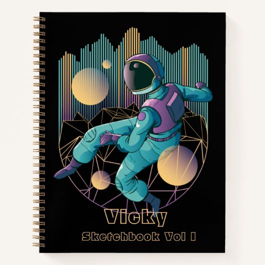 Illustration des modernen Techno-Astronauten Notizblock (Vorderseite)