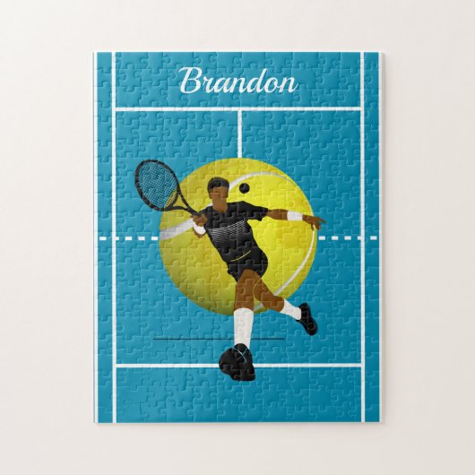 Illustration des modernen Tennisspielers Name des Puzzle (Vertikal)