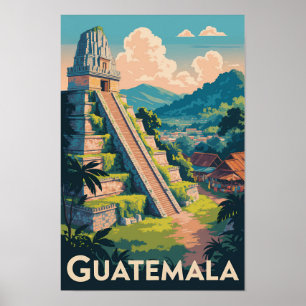 Illustration des Nationalparks Tikal in Guatemala Poster