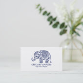 Illustration des Navy Blue Paisley Elephant Visitenkarte (Stehend Vorderseite)