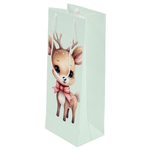 Illustration des niedlichen Cartoon für Hirsche Geschenktüte Für Weinflaschen (Rückseite Schrägansicht)