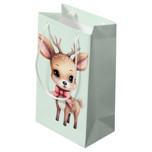 Illustration des niedlichen Cartoon für Hirsche Kleine Geschenktüte (Rückseite Schrägansicht)