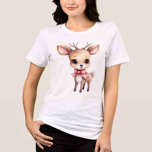 Illustration des niedlichen Cartoon für Hirsche Tri-Blend Shirt (Vorderseite)