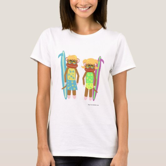 Illustration des Niedlichen Cartoon von zwei Surfe T-Shirt (Vorderseite)