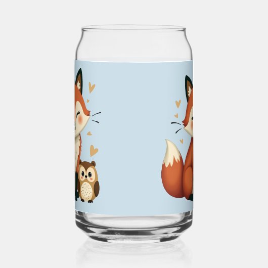 Illustration des niedlichen Fox- und Owl-Whimsikal Dosenglas (Rechts)