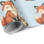 Illustration des niedlichen Fox- und Owl-Whimsikal Geschenkpapier (Rolleneckpunkt)