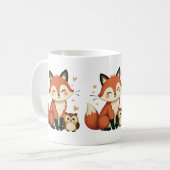 Illustration des niedlichen Fox- und Owl-Whimsikal Kaffeetasse (Vorderseite Links)