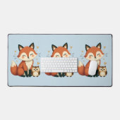 Illustration des niedlichen Fox- und Owl-Whimsikal Schreibtischunterlage (Tastatur & Maus)