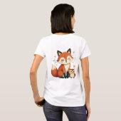 Illustration des niedlichen Fox- und Owl-Whimsikal T-Shirt (Schwarz voll)