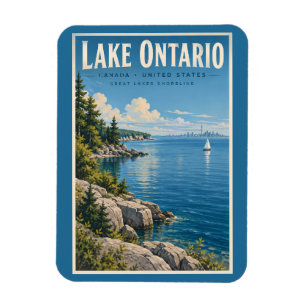 Illustration des Ontariosees Reise Kunst Vintage Magnet