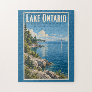 Illustration des Ontariosees Reise Kunst Vintage Puzzle