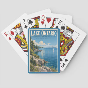 Illustration des Ontariosees Reise Kunst Vintage Spielkarten