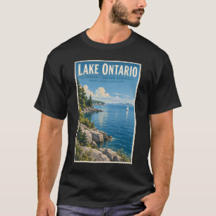 Illustration des Ontariosees Reise Kunst Vintage T-Shirt
