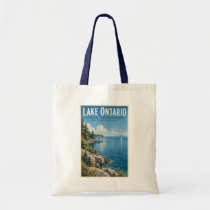 Illustration des Ontariosees Reise Kunst Vintage Tragetasche