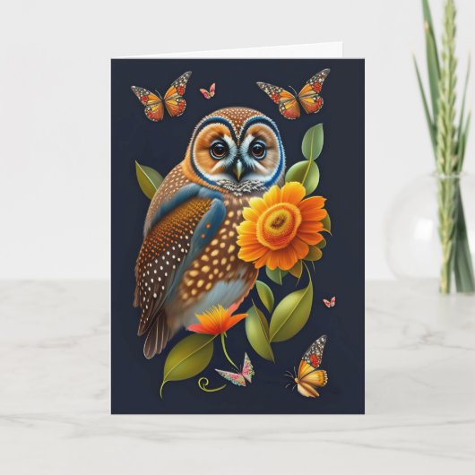 Illustration des Orange-Blütenschmetterlings Dankeskarte (Vorderseite)