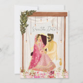 Illustration des pakistanischen Ehepaares Save The Date (Vorderseite)