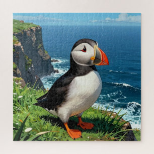 Illustration des Papageientauchers am Meer Puzzle