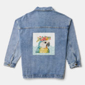 Illustration des Pastellfloral Parrot-Wellenmuster Jeansjacke (Rückseite)