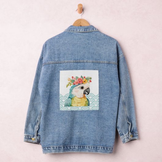 Illustration des Pastellfloral Parrot-Wellenmuster Jeansjacke (Hangar)