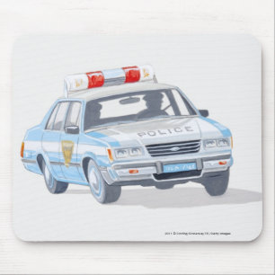 Illustration des Polizeiwagens mit zwei Polizisten Mousepad