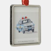 Illustration des Polizeiwagens mit zwei Polizisten Silbernes Ornament (Rechts)