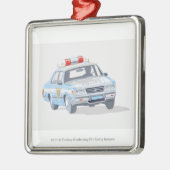 Illustration des Polizeiwagens mit zwei Polizisten Silbernes Ornament (Links)