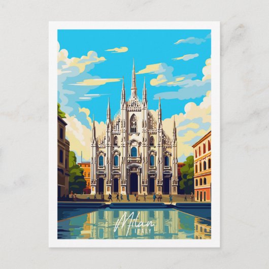 Illustration des Reiseortes Mailand Italien Postkarte (Vorderseite)