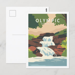 Illustration des Reiseortes Olympic National Park Postkarte