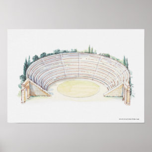 Illustration des römischen Amphitheaters Poster