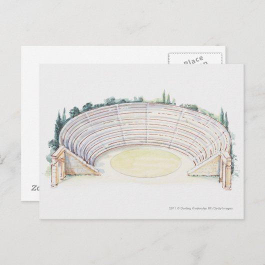 Illustration des römischen Amphitheaters Postkarte (Vorne/Hinten)