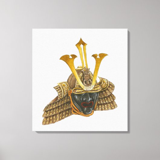 Illustration des Samurai-Helms aus dem 16. Jahrhun Leinwanddruck (Vorderseite)