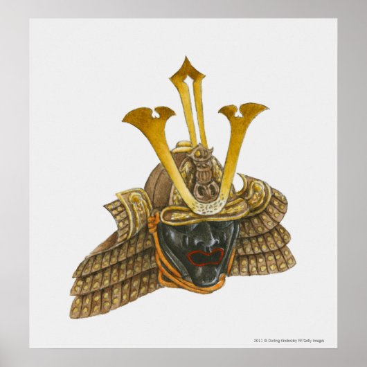 Illustration des Samurai-Helms aus dem 16. Jahrhun Poster (Vorne)