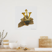 Illustration des Samurai-Helms aus dem 16. Jahrhun Poster (Küche)