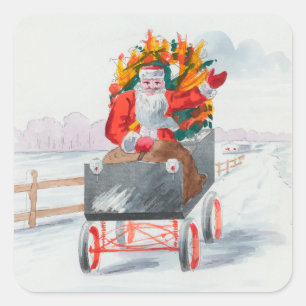 Illustration des Santa-Claus-Feiertags Quadratischer Aufkleber