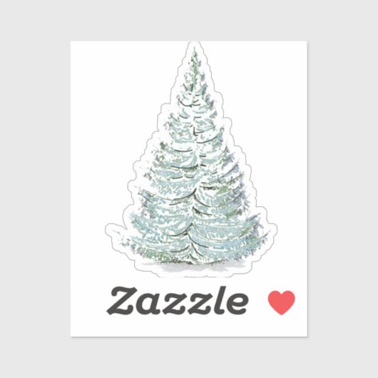 Illustration des schneebedeckten Spruce-Baumes Aufkleber (Blatt)