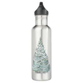 Illustration des schneebedeckten Spruce-Baumes Edelstahlflasche
