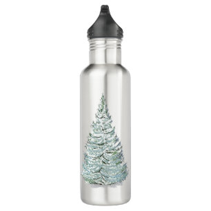 Illustration des schneebedeckten Spruce-Baumes Edelstahlflasche