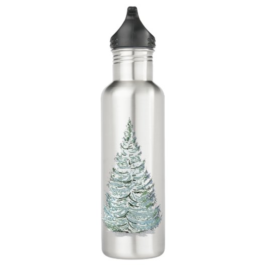 Illustration des schneebedeckten Spruce-Baumes Edelstahlflasche (Rechts)