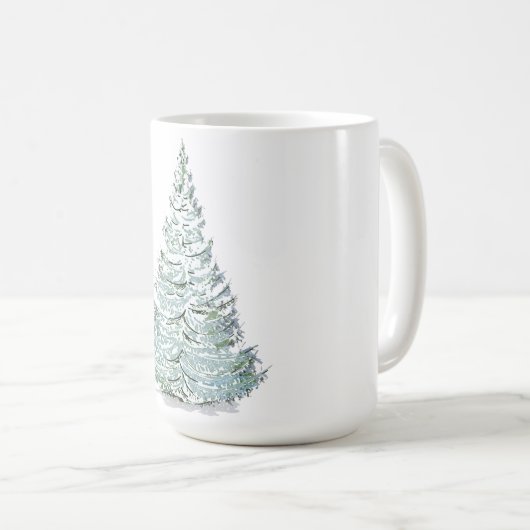 Illustration des schneebedeckten Spruce-Baumes Kaffeetasse (VorderseiteRechts)
