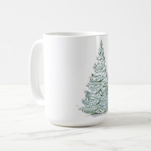 Illustration des schneebedeckten Spruce-Baumes Kaffeetasse (Vorderseite Links)