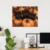 Illustration des schwarzen Katzen-Trios Poster (Heimbüro)