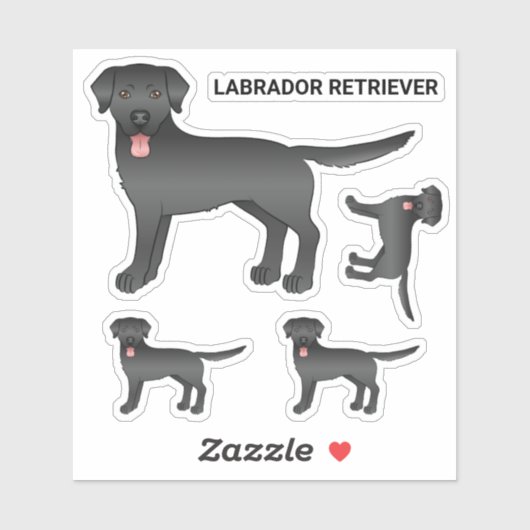 Illustration des schwarzen Labrador Retriever Cart Aufkleber (Blatt)