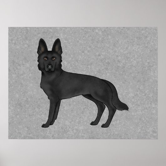 Illustration des Schwarzen Schäfers Cartoon Dog Poster (Vorne)