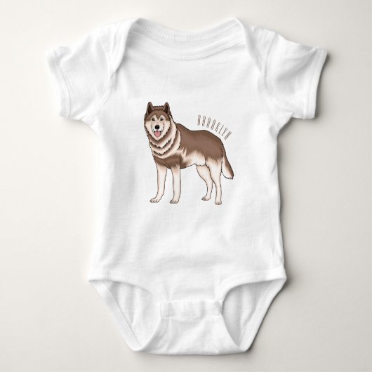 Illustration des sibirischen Husky-Cartoon Baby Strampler (Vorderseite)