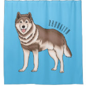 Illustration des sibirischen Husky-Cartoon Duschvorhang (Vorderseite)