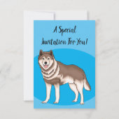 Illustration des sibirischen Husky-Cartoon Einladung (Rückseite)