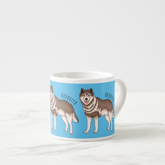 Illustration des sibirischen Husky-Cartoon Espressotasse (Vorderseite Rechts)