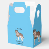 Illustration des sibirischen Husky-Cartoon Geschenkschachtel (Geöffnet)